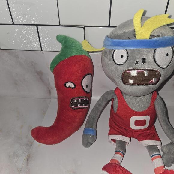 Plants vs Zombies PvZ Plush Plant Lot Of 4  Blue Snow Pea Pole Vaulting Pepper - Picture 2 of 11